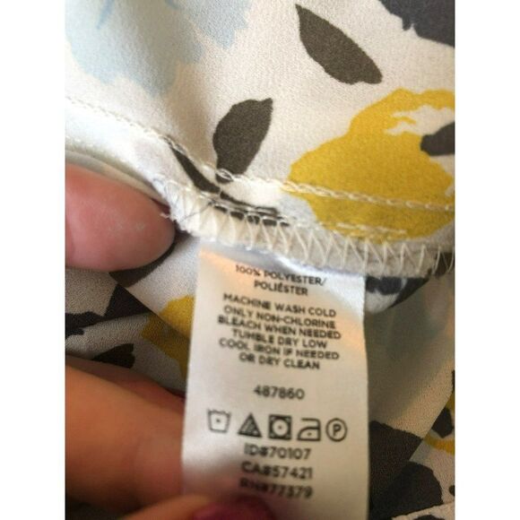 Ann Taylor Floral Top High-Low Hem Yellow Blue S - Picture 5 of 5